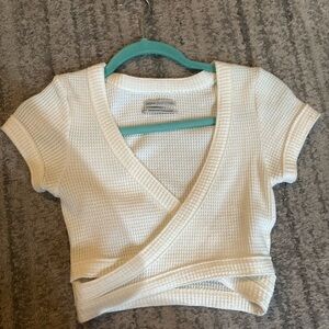 Urban Outfitters White Wrap Textured Top